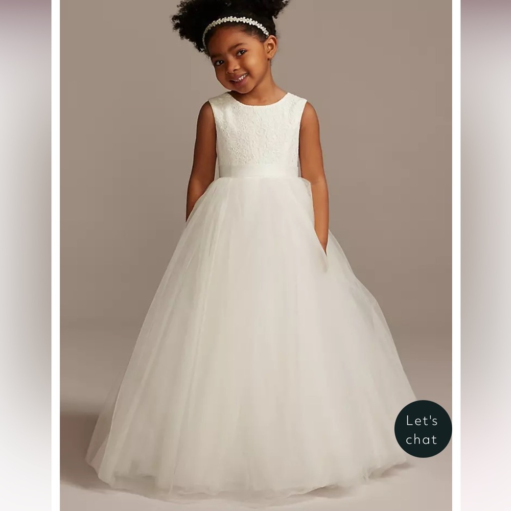 David's Bridal White Kids Formal Dress
